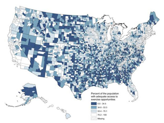 Percent of Population with Adequate Access to Exercise Opportunities