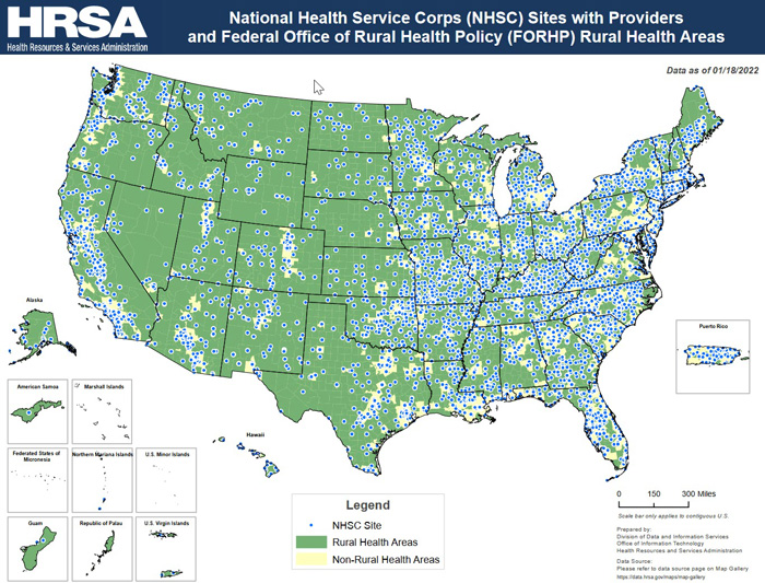 NHSC in Rural Areas Map