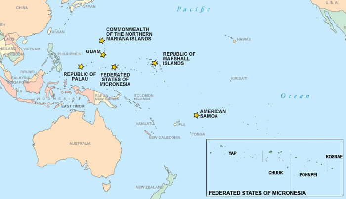 Pacific islands map