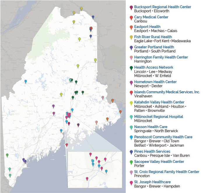 Map of participating CCPM ACO facilities