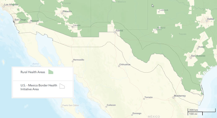U.S.–Mexico Border Region Map