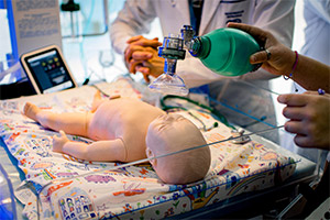 mannequin designed for training specialists in the care and resuscitation of newborn babies