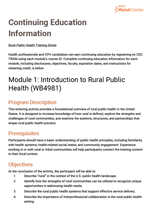 Rural
            Public Health Training Series: Continuing Education Information