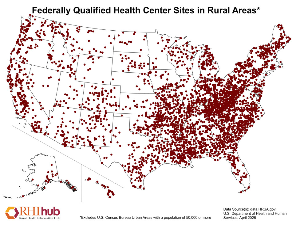 Hrsa Rural Map Us Federally Qualified Health Centers (FQHCs) and the Health Center ...