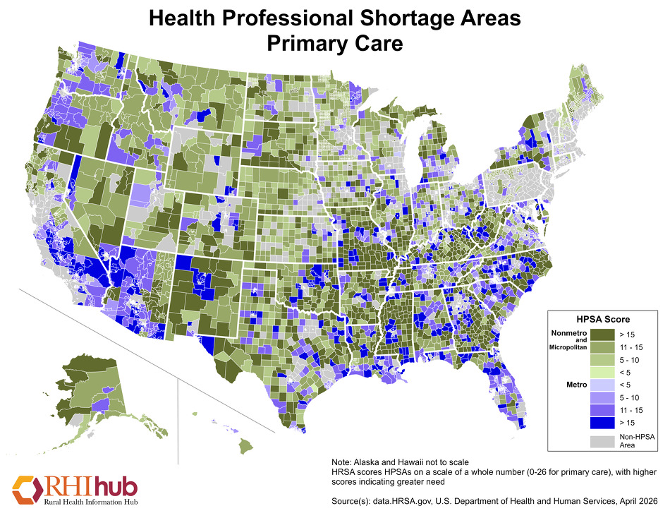 RHIhub Maps on Rural Health Workforce