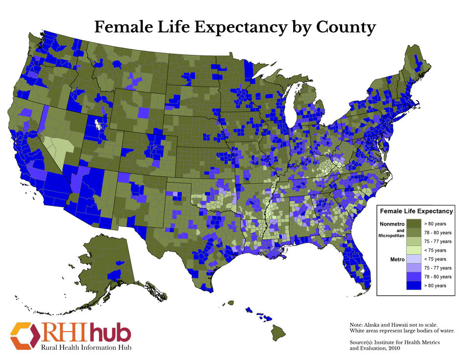 Rural health status maps from the Rural Health Information Hub