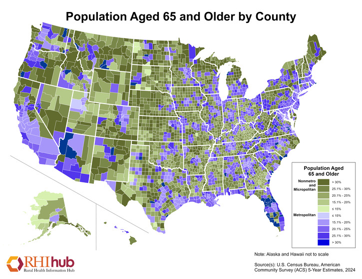 Population Over Age 65 by County