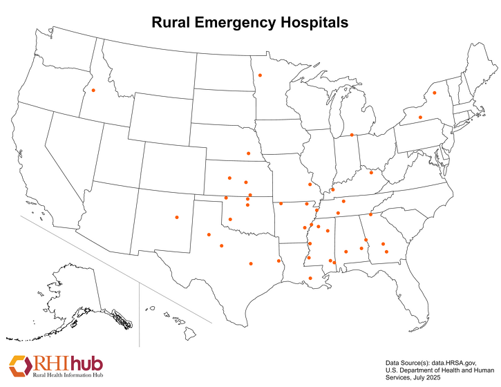 Map of Rural Emergency Hospitals