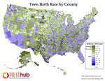 Teen Birth Rate by County