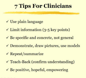 AHRQ health literacy tips for clinicians