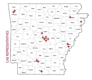 Arkansas locations of CAB activities to date.