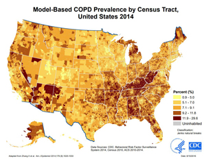 Model Based COPD Prevalance by Census Tract, United States 2014
