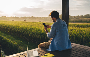 person using a phone to access information