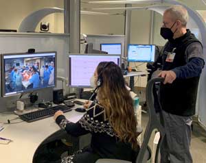 Dr. Kevin Curtis and medical student Kira Gressman conduct a telehealth simulation