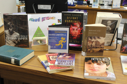 A Smithville Public Library book display celebrating Pride Month.