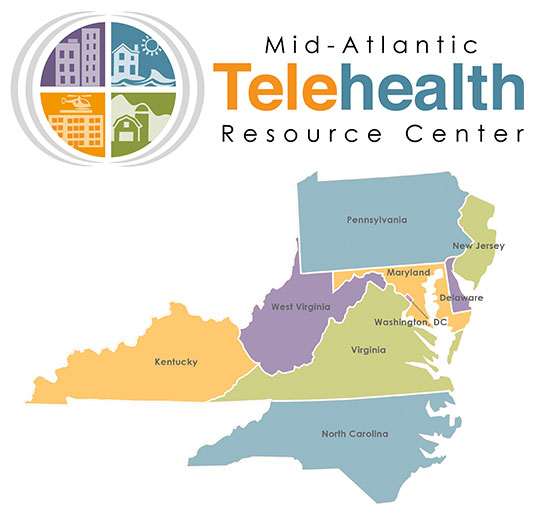 Mid-Atlantic Telehealth Resource Center (MATRC) logo and service area