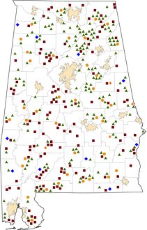 Alabama Rural Healthcare Facilities map