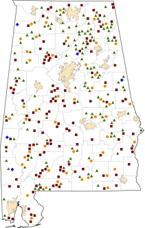 Alabama Rural Healthcare Facilities map