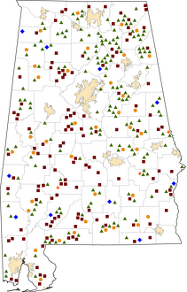 Alabama Rural Healthcare Facilities map
