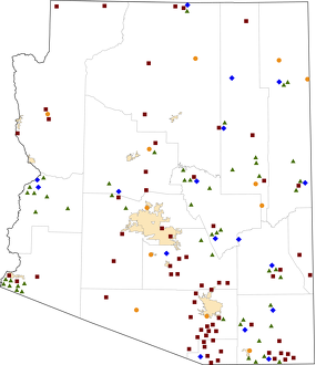 Arizona Rural Healthcare Facilities map