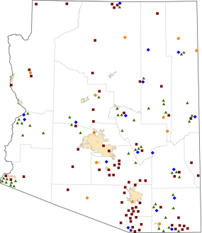 Arizona Rural Healthcare Facilities map
