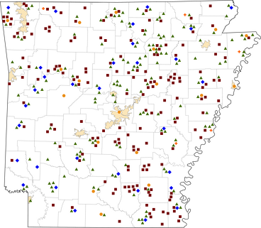 Arkansas Rural Healthcare Facilities map