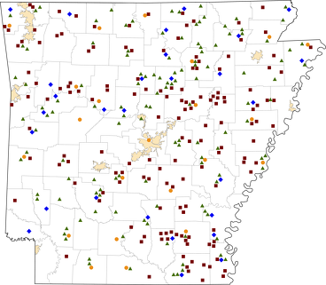 Arkansas Rural Healthcare Facilities map