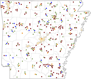 Arkansas Rural Healthcare Facilities map