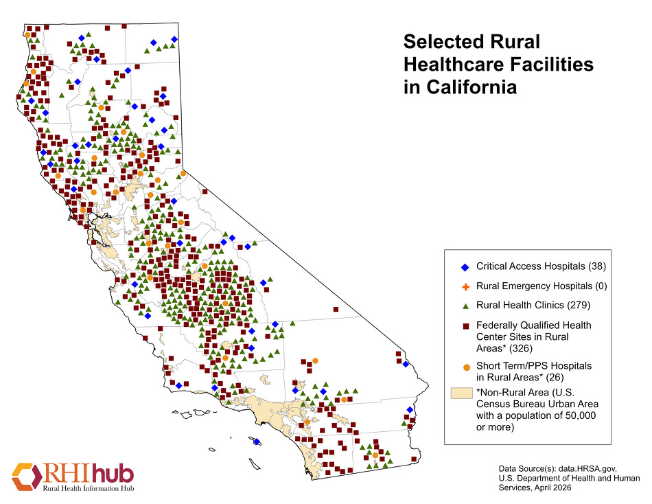 California Rurality Map Rural health for California Overview - Rural Health Information Hub