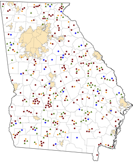 Georgia Rural Healthcare Facilities map