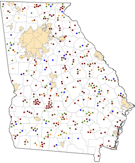 Georgia Rural Healthcare Facilities map