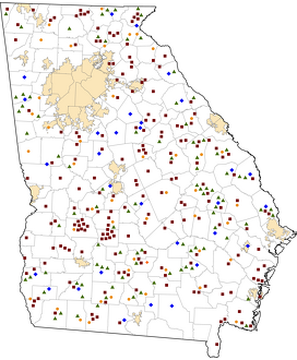 Georgia Rural Healthcare Facilities map