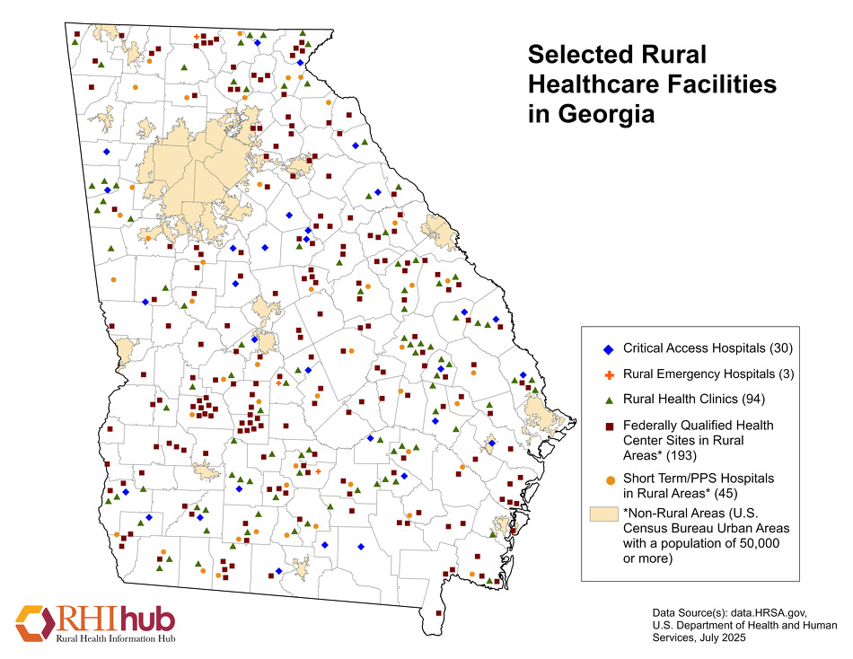 Rhihub Maps On Rural Healthcare Facilities Map Of Hospitals In Georgia