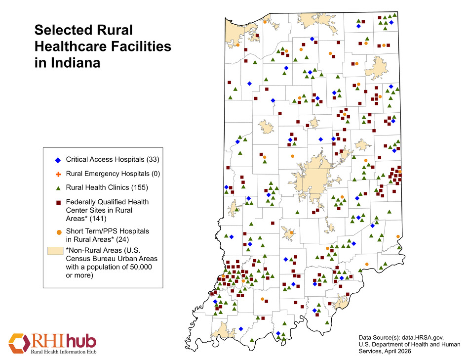 Hrsa Rural Map Us Rural health for Indiana Overview - Rural Health Information Hub