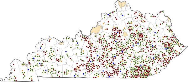 Kentucky Rural Healthcare Facilities map