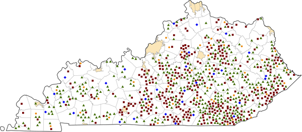 Kentucky Rural Healthcare Facilities map