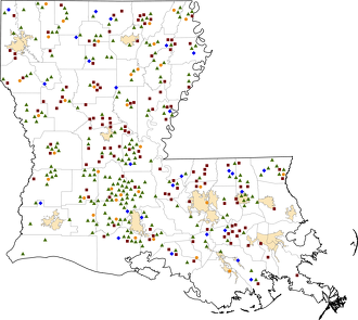 Louisiana Rural Healthcare Facilities map