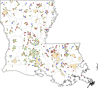 Louisiana Rural Healthcare Facilities map