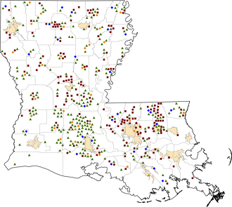 Louisiana Rural Healthcare Facilities map
