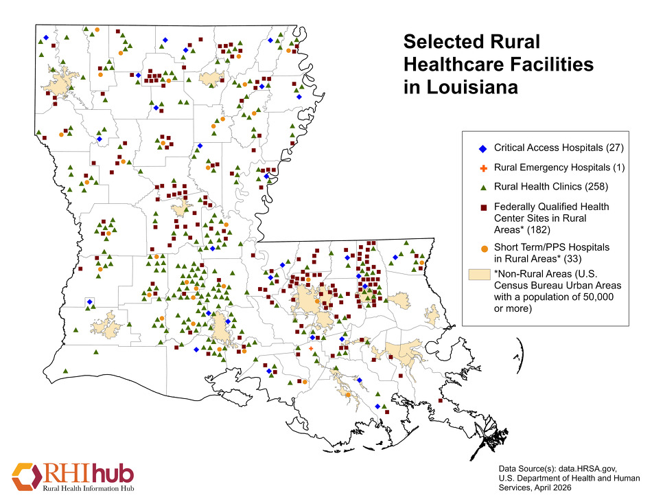 Ldh Rural Map Rural health for Louisiana Overview - Rural Health Information Hub
