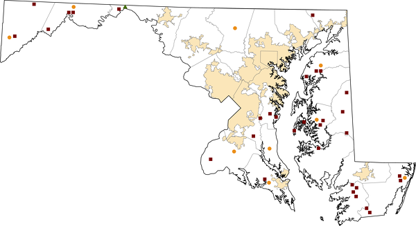 Maryland Rural Healthcare Facilities map
