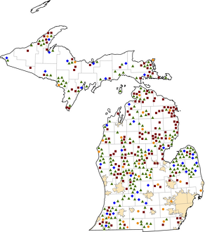 Michigan Rural Healthcare Facilities map