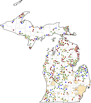 Michigan Rural Healthcare Facilities map