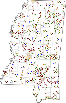 Mississippi Rural Healthcare Facilities map