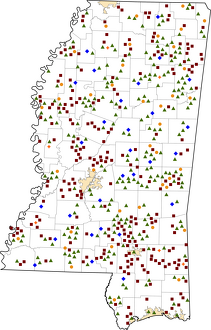 Mississippi Rural Healthcare Facilities map