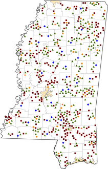 Mississippi Rural Healthcare Facilities map