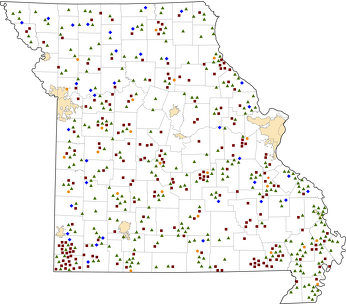 Missouri Rural Healthcare Facilities map