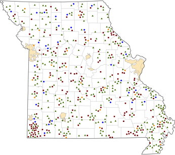 Missouri Rural Healthcare Facilities map