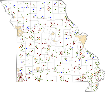 Missouri Rural Healthcare Facilities map