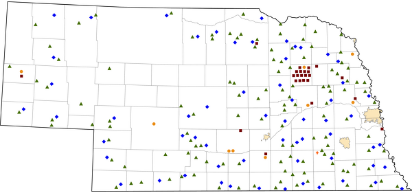 Nebraska Rural Healthcare Facilities map